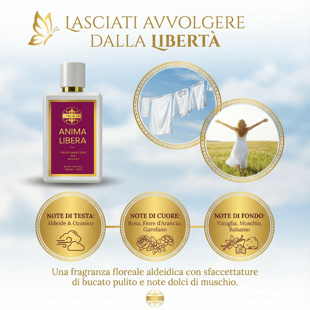 Anima Libera, Profumatore Bucato Concentrato per Lavatrice. - Profumatore Bucato Concentrato per Lavatrice | Flor De Lis