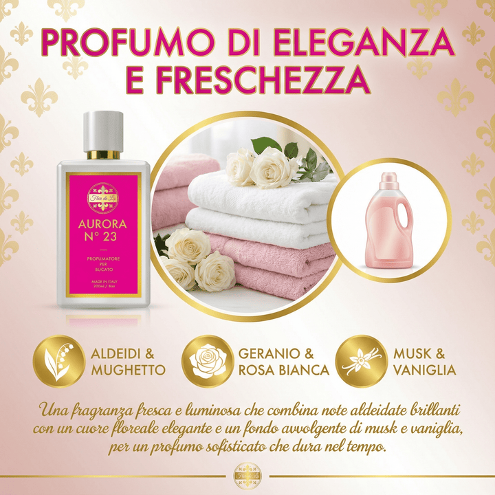 Aurora n 23, Profumatore Bucato Concentrato, per Lavatrice. - Profumatore Bucato Concentrato per Lavatrice | Flor De Lis