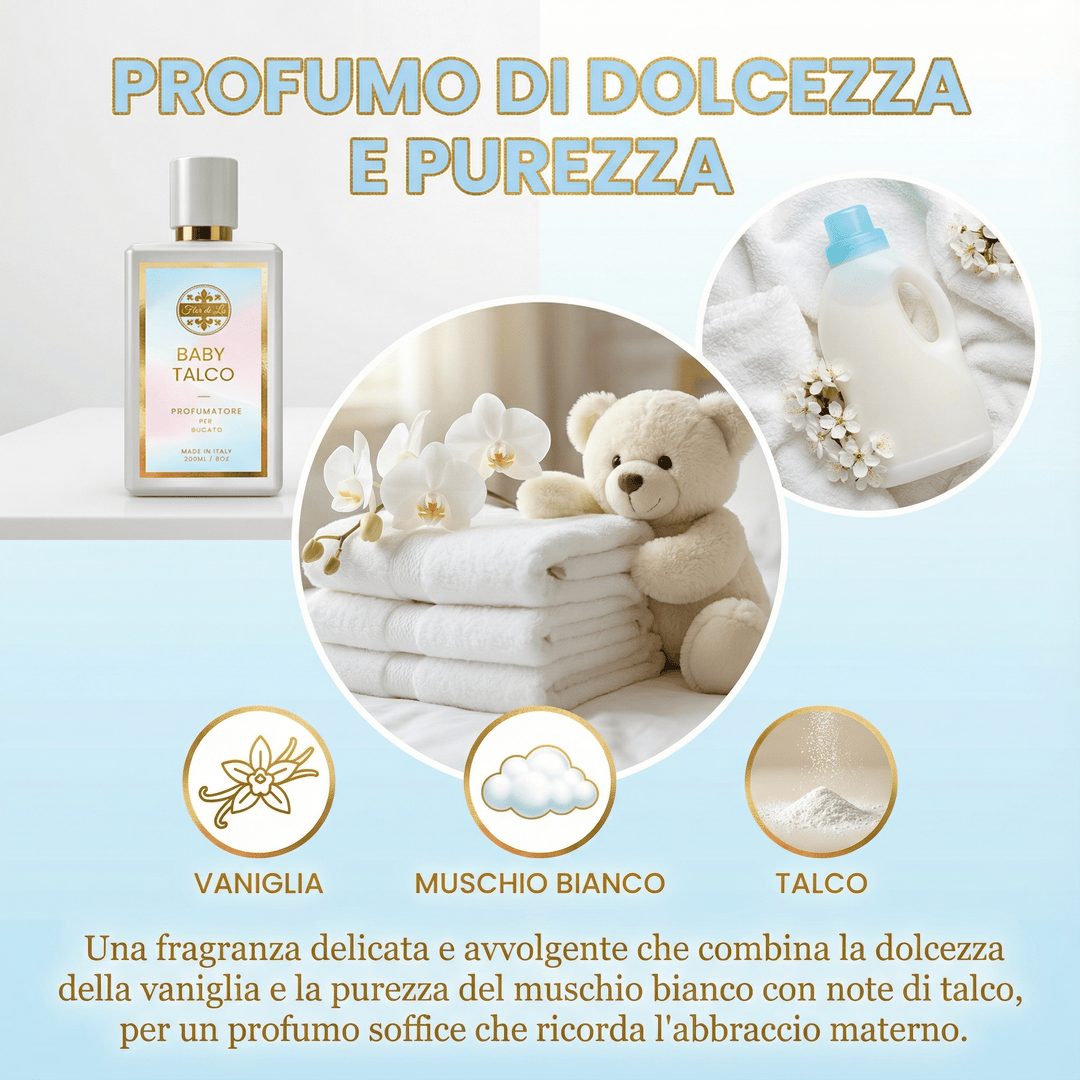 Baby Talco, Profumatore Bucato, concentrato per Lavatrice. - Profumatore Bucato Concentrato per Lavatrice | Flor De Lis