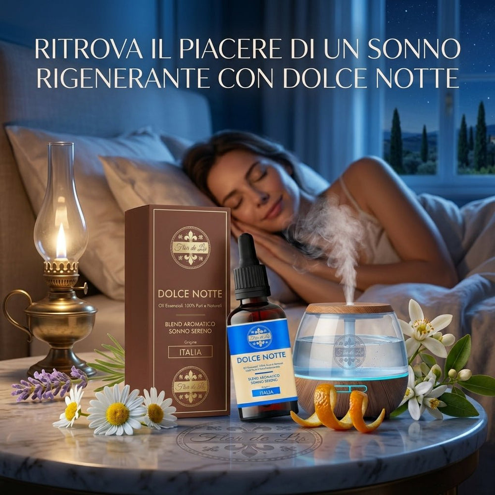 Blend Aromatico ,Dolce Notte ,100% Puro e Naturale, per Diffusori Ambiente, Aromaterapia - Profumatore Bucato Concentrato per Lavatrice | Flor De Lis