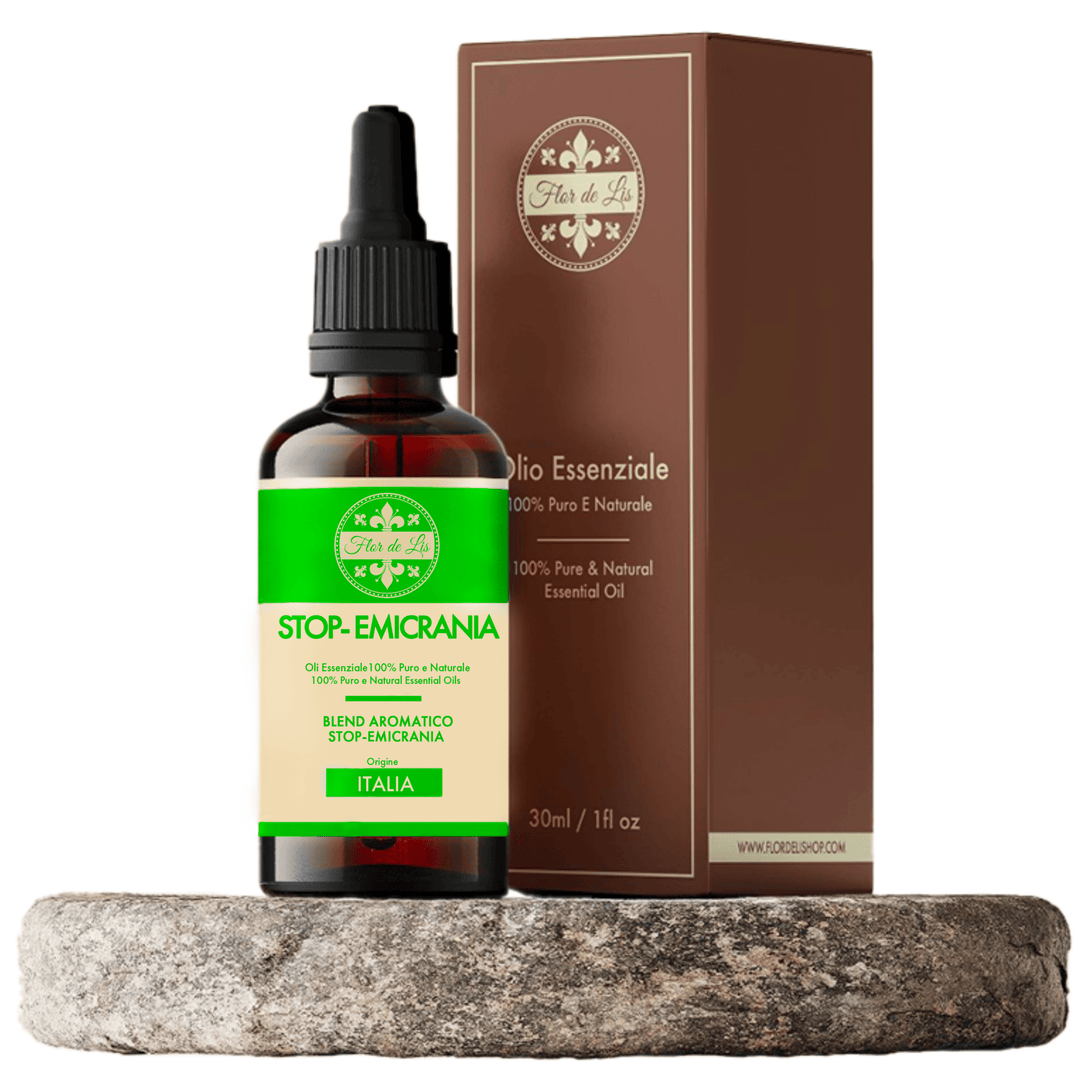 Blend Aromatico ,Stop - Emicrania ,100% Puro e Naturale, per Diffusori Ambiente, Aromaterapia - Profumatore Bucato Concentrato per Lavatrice | Flor De Lis