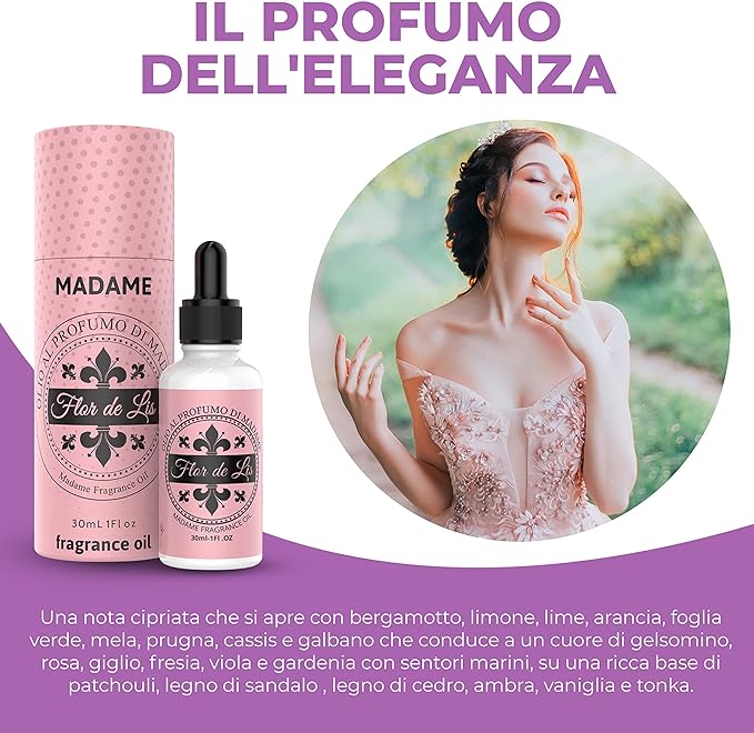 Esclusivo Profumo Per Asciugatrice,Olio Alla Fragranza Di Madame Flor De Lis - Profumatore Bucato Concentrato per Lavatrice | Flor De Lis