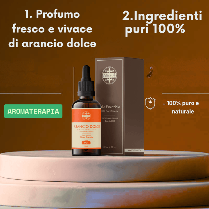 Olio Essenziale ,Arancia Dolce ,100% Puro e Naturale, per Diffusori Ambiente, Aromaterapia - Profumatore Bucato Concentrato per Lavatrice | Flor De Lis