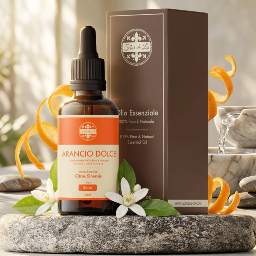 Olio Essenziale ,Arancia Dolce ,100% Puro e Naturale, per Diffusori Ambiente, Aromaterapia - Profumatore Bucato Concentrato per Lavatrice | Flor De Lis