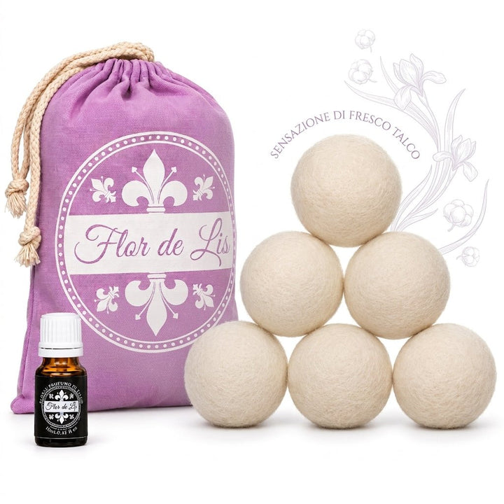 Palline Per Asciugatrice Di Lana Con Oli PROFESSIONALI Al Profumo Di Ammorbidente e Bucato - Profumatore Bucato Concentrato per Lavatrice | Flor De Lis