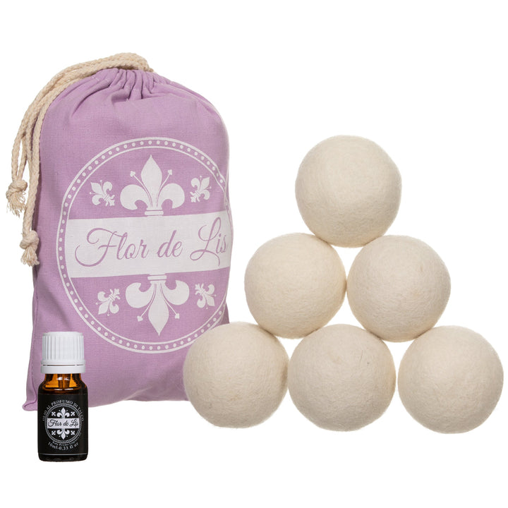 Palline Per Asciugatrice di lana con olio al profumo di talco Esclusivo - Profumatore Bucato Concentrato per Lavatrice | Flor De Lis