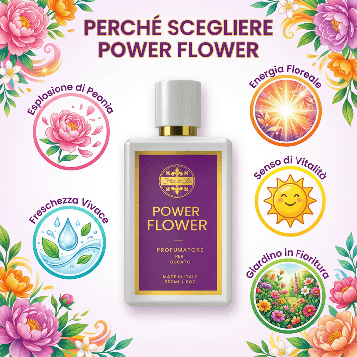 Power Flower, Profumatore Bucato Concentrato per Lavatrice. - Profumatore Bucato Concentrato per Lavatrice | Flor De Lis