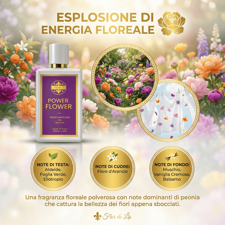 Power Flower, Profumatore Bucato Concentrato per Lavatrice. - Profumatore Bucato Concentrato per Lavatrice | Flor De Lis